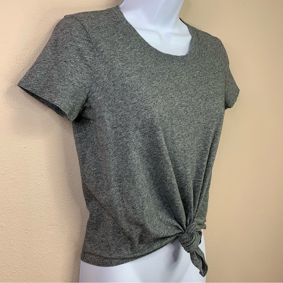 XS Madewell Grey Heather Short Sleeve Cropped T Shirt Extra Small 0 2 Stretch - Picture 2 of 8